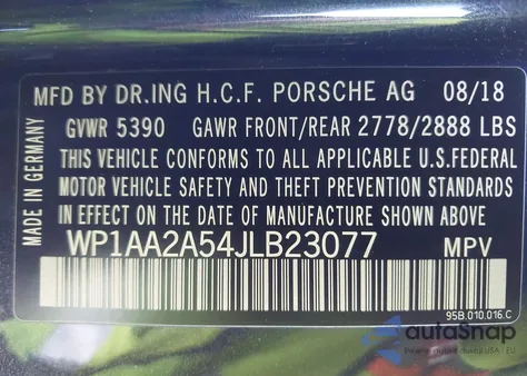 2018 Porsche Macan z USA, uszkodzony, nr VIN WP1AA2A54JLB23077